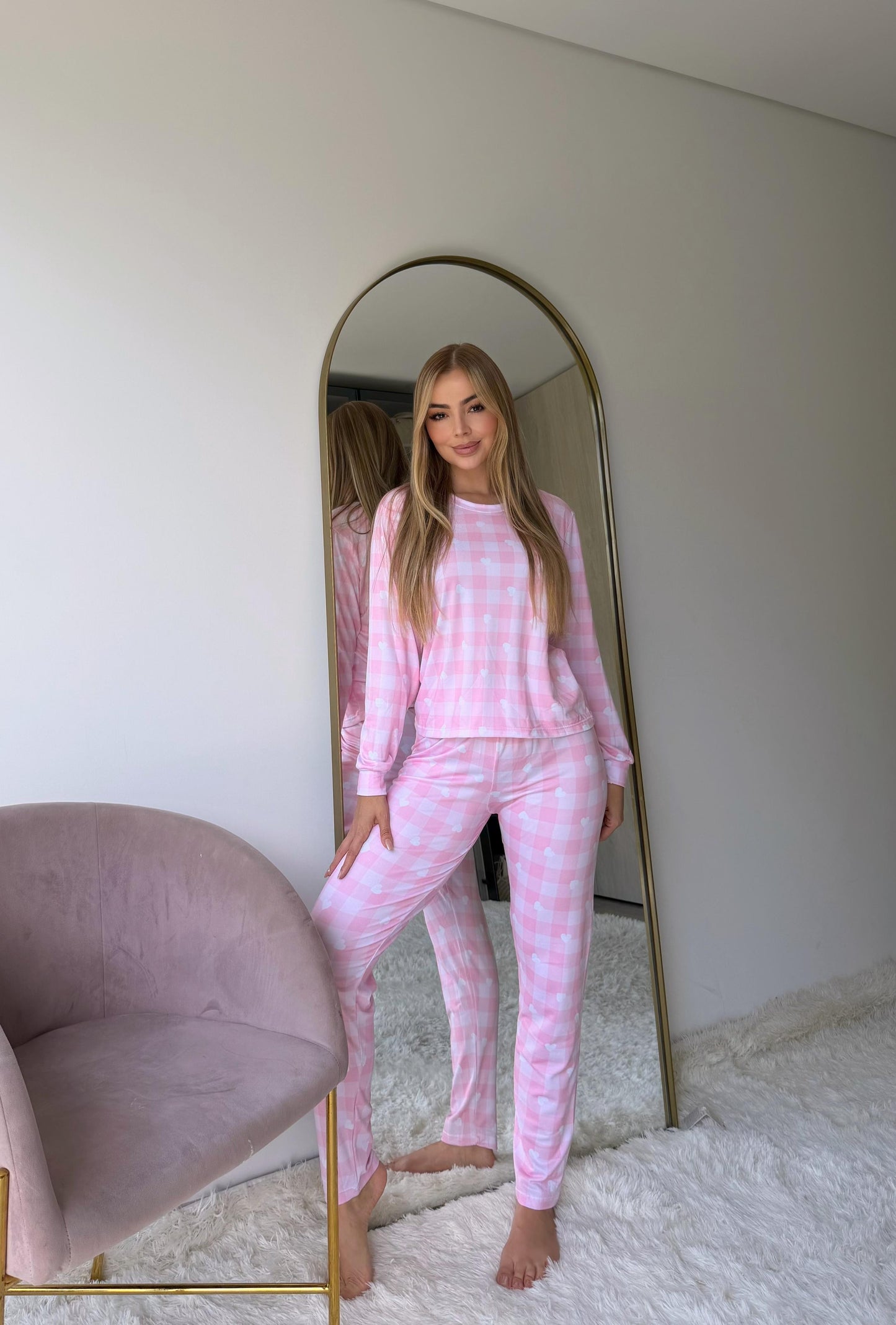 Manga larga rosa