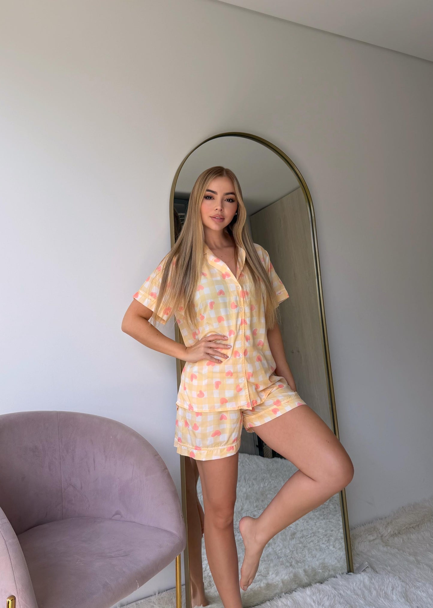 Pijama short amarilla